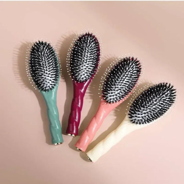Scalp Massage Boar Bristle Fried Dough Twists Hair Brush Reduces Hair Breakage Detangling Hair Comb Portable Daily Hair Styling Accessories