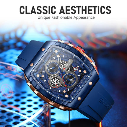 CURREN Orologio da uomo alla moda, marchio unico, design quadrato, lusso, nastro sportivo al quarzo, orologi da uomo impermeabili platinumshop