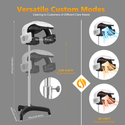 Professional Salon Hair Dryer for Perms (1500W), Freestanding Quartz Heating Styling Hood with LCD Display & Adjustable Height, Rolling Stand Perm Machine for Spa & Home Use