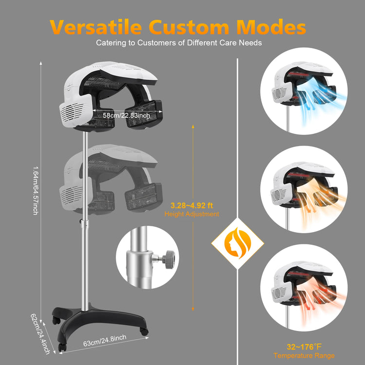 Professional Salon Hair Dryer for Perms (1500W), Freestanding Quartz Heating Styling Hood with LCD Display & Adjustable Height, Rolling Stand Perm Machine for Spa & Home Use