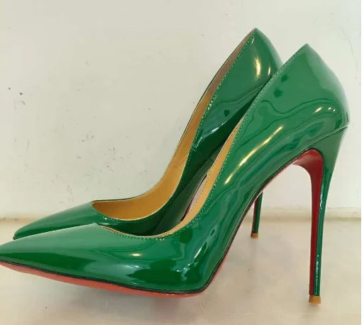 Sizes 48 Classic Style Women Patent Pointed Toe Slip On 12cm High Heel Shoes Elegant Ladies Plain Stiletto Pumps Black Red White