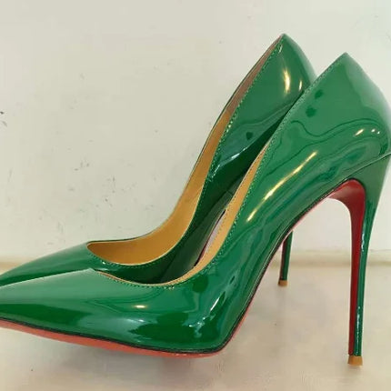 Taglie 48 Scarpe da donna stile classico in vernice con punta a punta Slip On 12 cm Scarpe con tacco alto da donna eleganti Décolleté a spillo semplici Nero Rosso Bianco