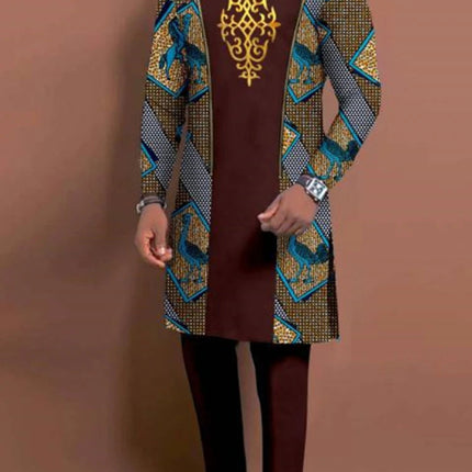 Men's casual fashion luxury geometric print two-piece set PlatiNum