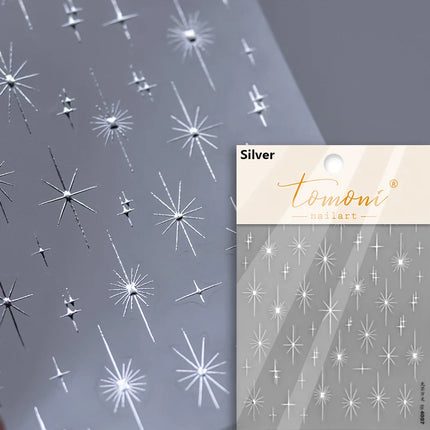 Punk Glitter Powder Blue Pink Star Charm Laser Silver Gold Starlight Rhinestones Moon DIY Nail Art Stickers Manicure Tool Decals