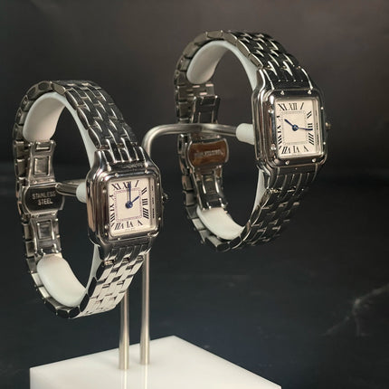 Classico orologio al quarzo quadrato retrò con numeri romani, orologio da coppia, orologio da uomo e da donna di lusso, regalo alla moda in acciaio inossidabile platinumshop