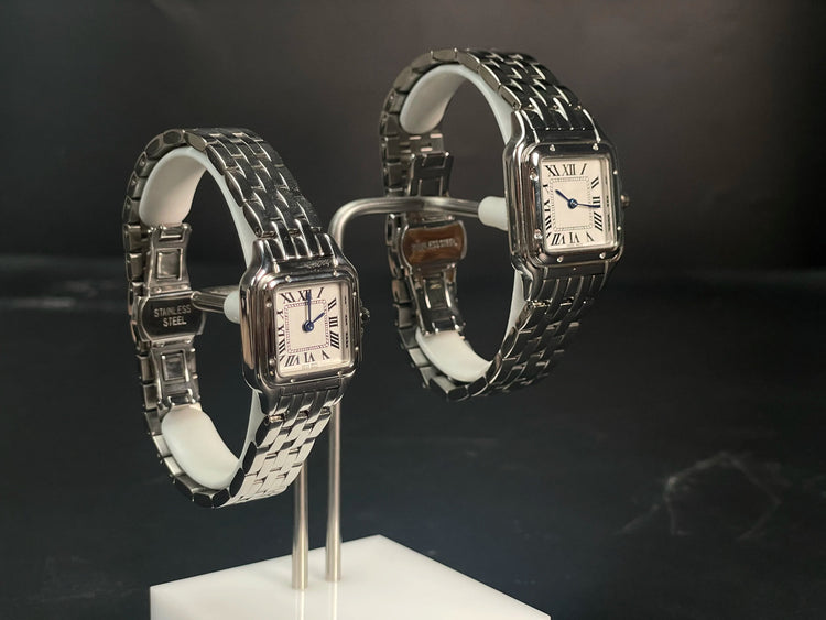Classico orologio al quarzo quadrato retrò con numeri romani, orologio da coppia, orologio da uomo e da donna di lusso, regalo alla moda in acciaio inossidabile platinumshop