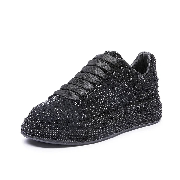 men's luxury fashion punk hip hop platform shoes lace-up cow suede leather rhinestone derby shoe designer sneakers mans footwear
