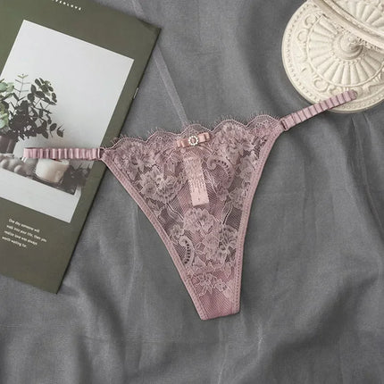 Sexy G-string Panties Lace Women Underwear Panties Female Thin Belt Underpants Thong Solid Color Pantys Low-Rise Lingerie