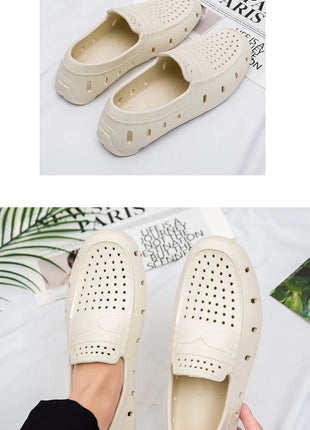 Mocassini Comodi da Uomo in Pelle, Scarpe Antiscivolo da Guida, Sandali Estivi, Zoccoli Casual con Punta Tonda, Scarpe da Lavoro Slip-on