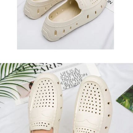 Mocassini Comodi da Uomo in Pelle, Scarpe Antiscivolo da Guida, Sandali Estivi, Zoccoli Casual con Punta Tonda, Scarpe da Lavoro Slip-on