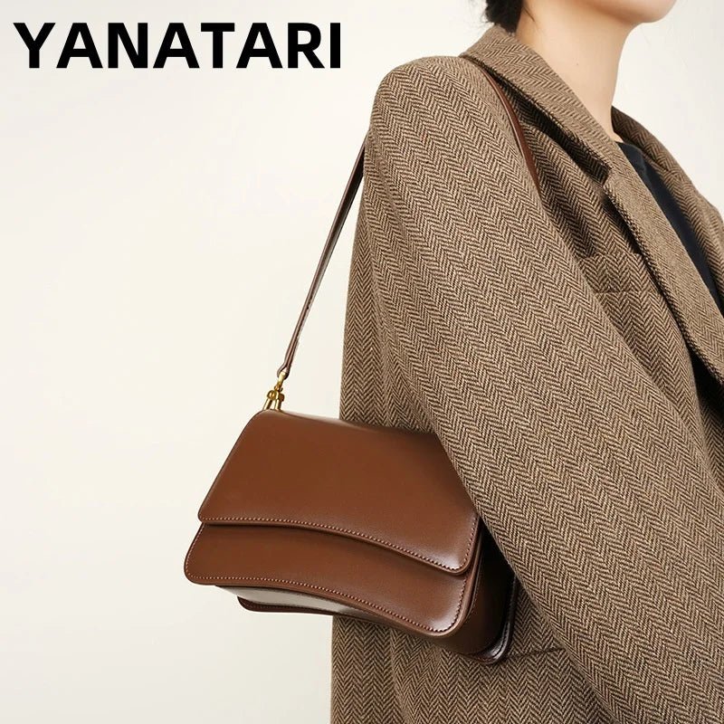 YANATARI underarm cowhide Genuine leather handbags women vintage shoulder bag female luxury bags womens high quality 2025