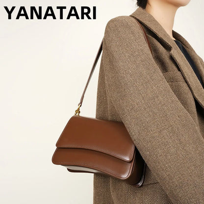 YANATARI underarm cowhide Genuine leather handbags women vintage shoulder bag female luxury bags womens high quality 2025