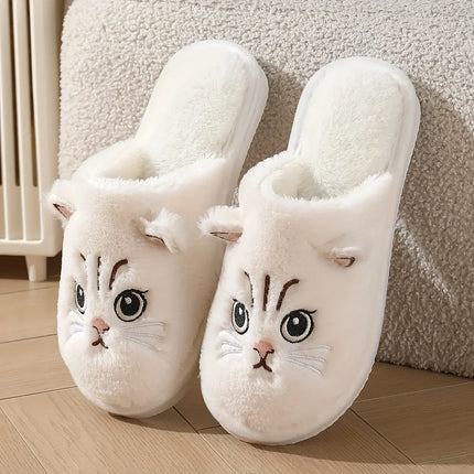Womens Fuzzy Cat Slippers Winter Warm Cozy Indoor House Shoes With Soft Non Slip EVA Sole Cute Animal Design For Home Use