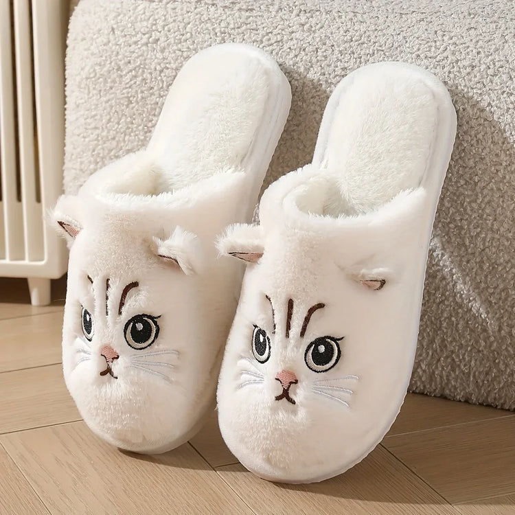 Womens Fuzzy Cat Slippers Winter Warm Cozy Indoor House Shoes With Soft Non Slip EVA Sole Cute Animal Design For Home Use