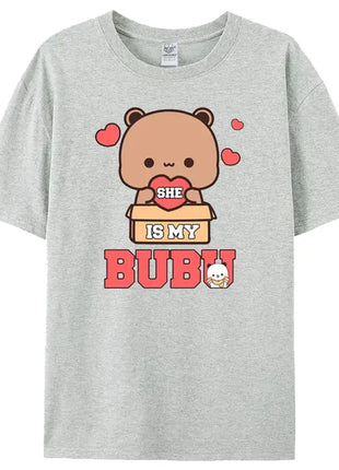 Bubu Dudu Felpa per coppia abbinata Simpatico regalo di anniversario Abbigliamento Uomo Donna Vita quotidiana Maglietta casual in cotone Coppia Orso Tee