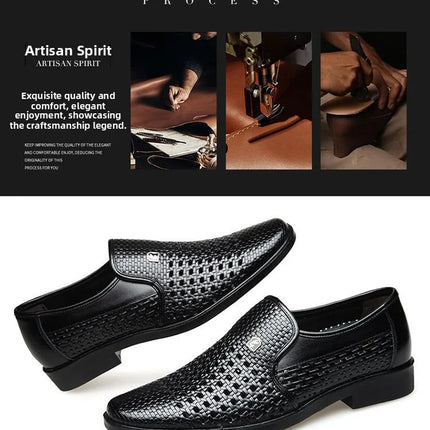 Sandali estivi da uomo in vera pelle morbida, traspiranti, casual, con suola in gomma, punta tonda, tacco basso, slip-on.
