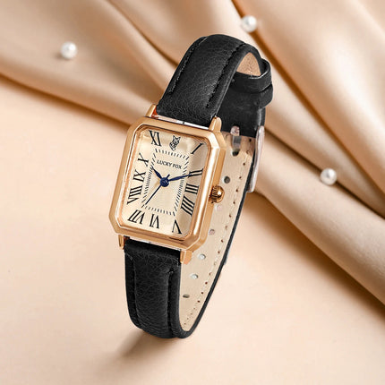 LUCKY FOX 2 pezzi confezione regalo di lusso leggera set braccialetto orologio orologio al quarzo quadrato da donna semplice e alla moda regalo del festival Reloj platinumshop