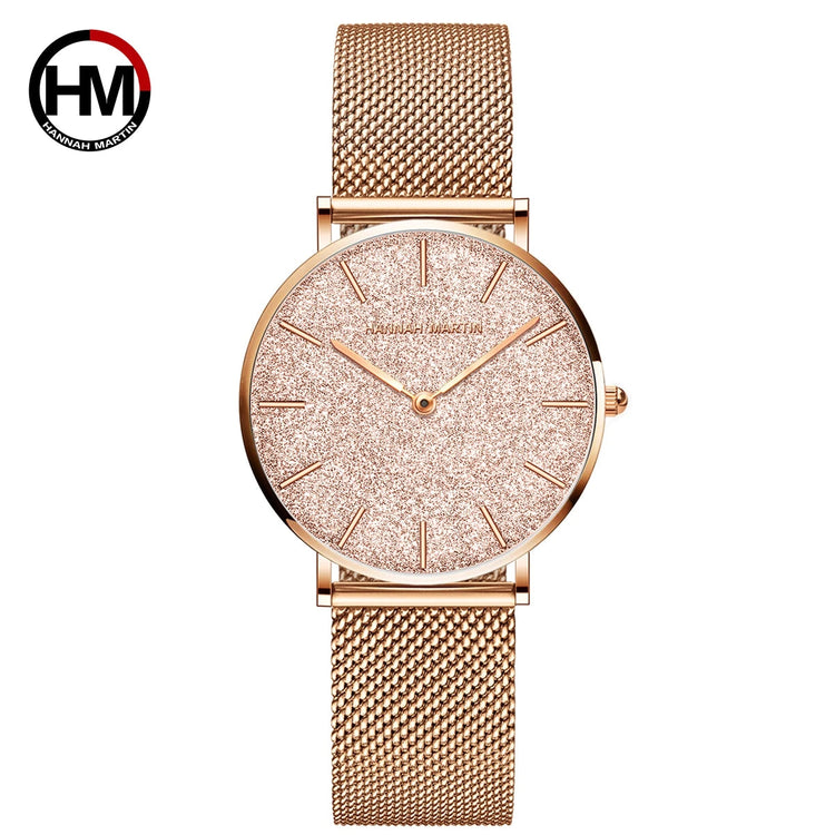 HANNAH MARTIN Movimento al quarzo giapponese in acciaio inossidabile di qualità del marchio Orologio Dropshipping da donna impermeabile da 36 mm in oro rosa completo platinumshop