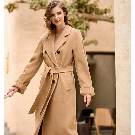 DUTRIEUX Women's Coat Double-sided 10% Cashmere 90% Wool Women's Long Coat Jacket, 2025 Winter New Long Cashmere Coat Women
