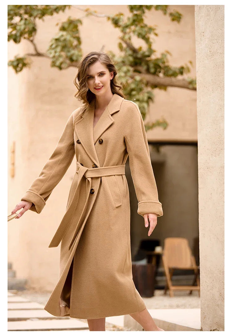 DUTRIEUX Women's Coat Double-sided 10% Cashmere 90% Wool Women's Long Coat Jacket, 2025 Winter New Long Cashmere Coat Women