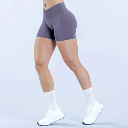 Nuovi Pantaloncini Sportivi da Donna Senza Cuciture, Tinta Unita, con Vita Piegata, Effetto Push-Up, Aderenti, Traspiranti, per Yoga e Sport