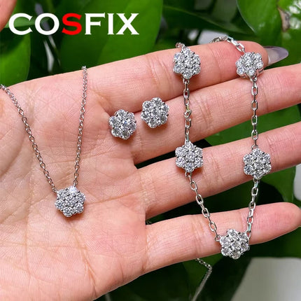 Moissanite Stud Earrings for Women Luxury Women Full Moissanite Stud Earrings Flower D Color Women's Moissanite Set Jewerly PlatiNum