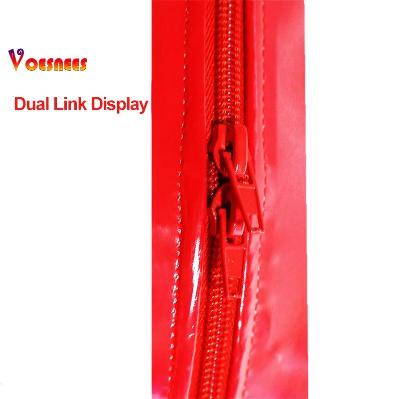 2024 Black Bright PU Leather Personalized Double Zipper Open Crotch Pants High Waisted Leggings Nightclub Stage Women's Pants