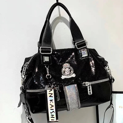 Large Capacity Handbag Female 2024 New Trend High-Grade Fashion Sequins Messenger Bag Luxury Designer Casual Tote Shoulder Bags PlatiNum