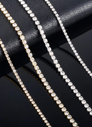 Sparkly Cubic Zirconia Tennis Necklace for Women Rhinestone Choker Minimalist Crystal Chain Stainless Steel Jewelry Accessories PlatiNum