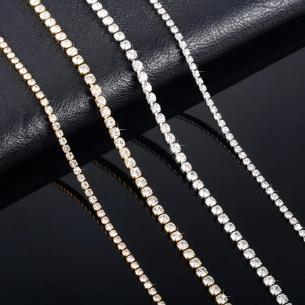 Sparkly Cubic Zirconia Tennis Necklace for Women Rhinestone Choker Minimalist Crystal Chain Stainless Steel Jewelry Accessories PlatiNum