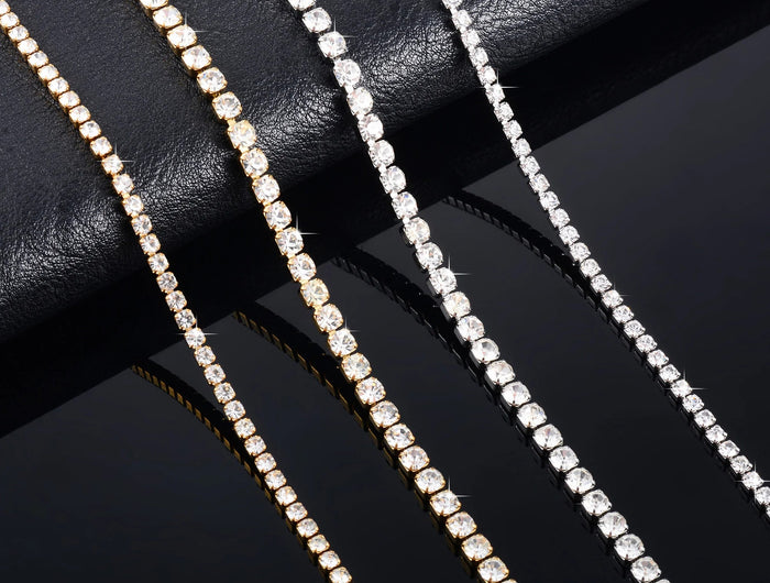 Sparkly Cubic Zirconia Tennis Necklace for Women Rhinestone Choker Minimalist Crystal Chain Stainless Steel Jewelry Accessories PlatiNum