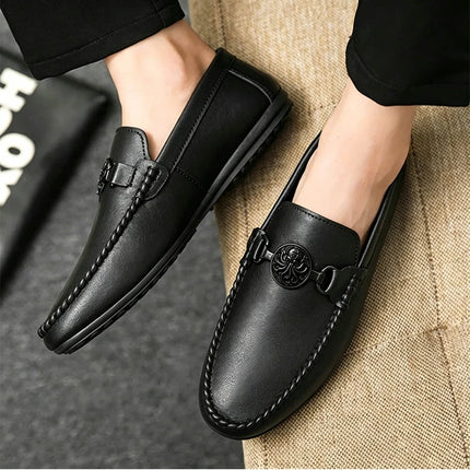 Mocassini da uomo in stile britannico, scarpe da ufficio casual da uomo, comode scarpe basse slip-on, scarpe da guida traspiranti e antiscivolo da uomo