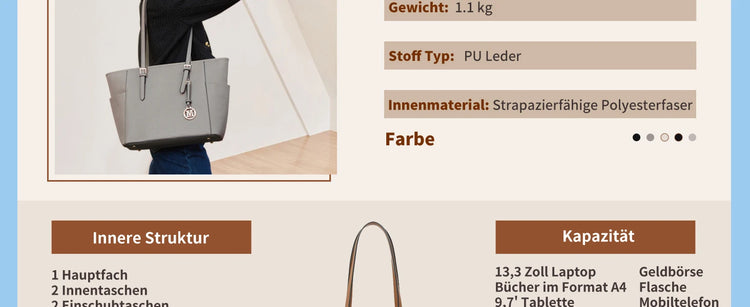 Miss Lulu Handbag DONNA, borsa shopper grande, borsa a tracolla con tracolla regolabile, versione migliorata