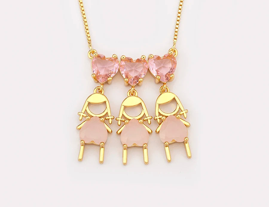 AIBEF Cuore Strass Ragazza e Ragazza Donna Ciondolo Collana Madre Cubic Zirconia Rame Dolce e Carino Gioielli Regalo di Fascino per Bambini