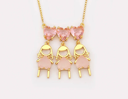 AIBEF Cuore Strass Ragazza e Ragazza Donna Ciondolo Collana Madre Cubic Zirconia Rame Dolce e Carino Gioielli Regalo di Fascino per Bambini