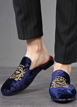 Pantofole antiusura in pelle da uomo Mocassini slip-on in velluto Scarpe da mulo alla moda