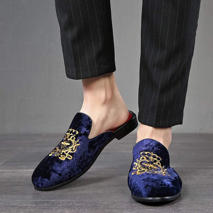 Pantofole antiusura in pelle da uomo Mocassini slip-on in velluto Scarpe da mulo alla moda
