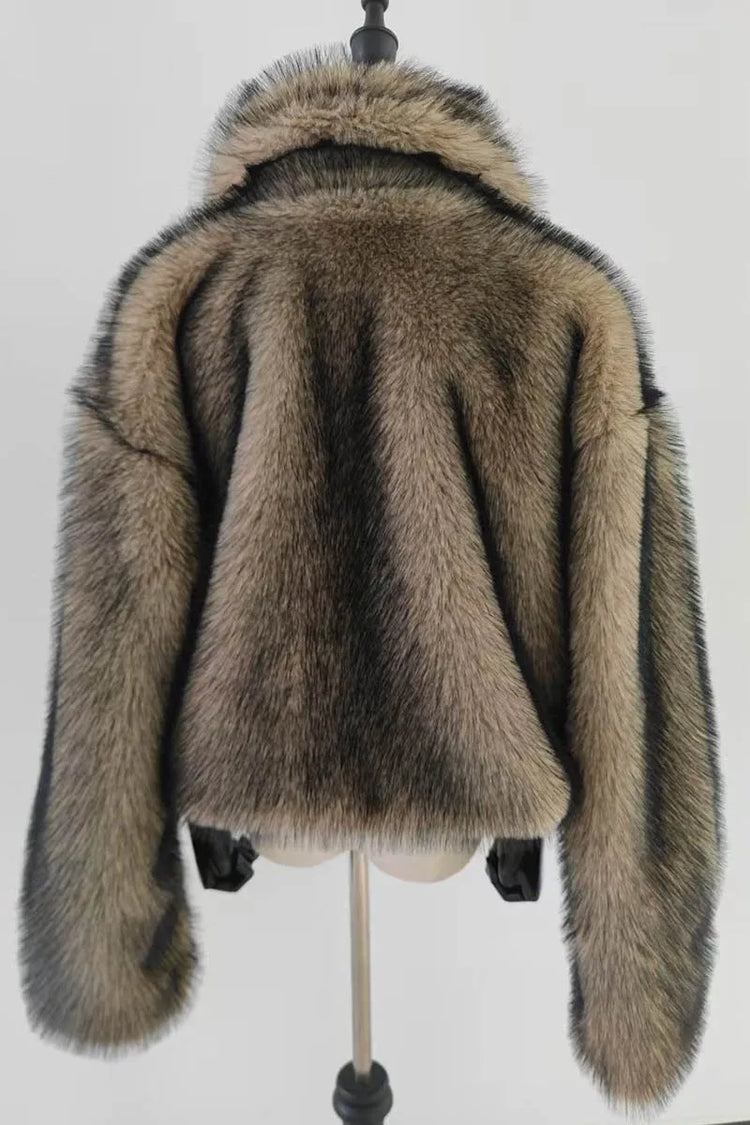 ZADORIN Oversized Fluffy Brown Faux Fur Coat Woman Clothes Winter Lapel Long Sleeve Short Fur Jackets for Woman Tops Outerwears