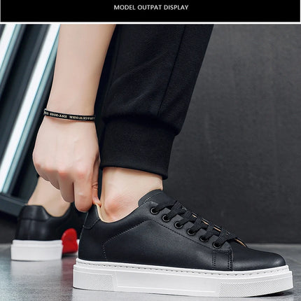 Hot Men's Casual Shoes Leather Sneakers Fashion White Black Male Vulcanized Shoes Non-slip Soft Men Shoes Lightweight Flat Shoe