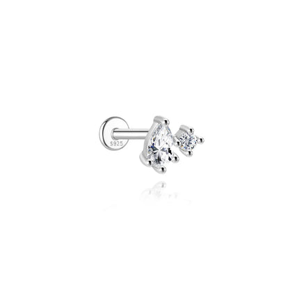 Aide S925 Sterling Silver Moissanite Silver Color Srud Earrings Women Heart Leaf Geometric DIY Ear Bone Sruds Piercing Jewelry PlatiNum