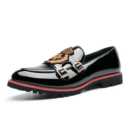 Scarpe in pelle di lusso per uomo Moda ricamo Uomo Scarpe da monaco stile britannico Mocassini di alta qualità Scarpe da uomo d'affari casual 2025