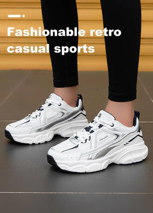 Baasploa Women Running Shoes Lightweight Breathable Sport Shoes Female Comfort White Casual Sneakers Height Increase Cushioning PlatiNum
