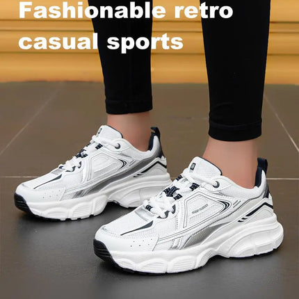 Baasploa Women Running Shoes Lightweight Breathable Sport Shoes Female Comfort White Casual Sneakers Height Increase Cushioning PlatiNum