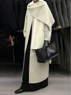 DFDG Woman's Cowl-neck Pure Color Versatile Patchwork Two-color Design 2025 Spring New Style Loose High-quality Long Coat