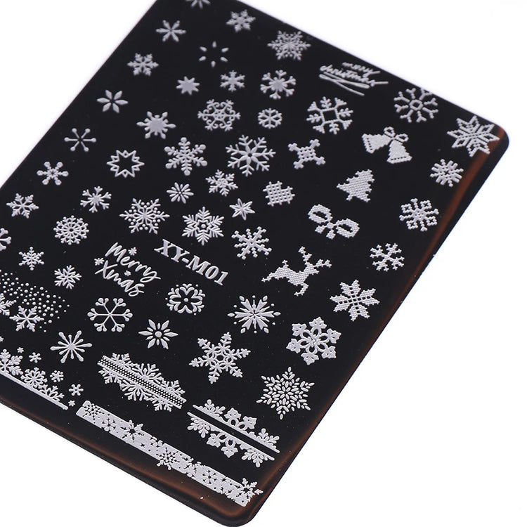 1 PC Nail Stamping Plates Christmas French Xmas Steel Printing Stencil Snowflakes Nail Stamp Templates Nail Art Manicure Tools