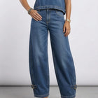 Jeans a Vita Alta e Gamba Larga da Donna, Estate 2026, Stile Retrò Streetwear, Pantaloni in Denim con Fibbie, Casual per il Quotidiano