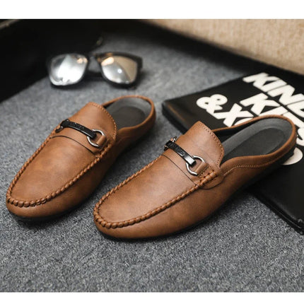 Mocassini Estivi da Uomo in Pelle Comodi e Leggeri, Scarpe Casual Morbide e Piatte, Ciabatte Quotidiane da Uomo