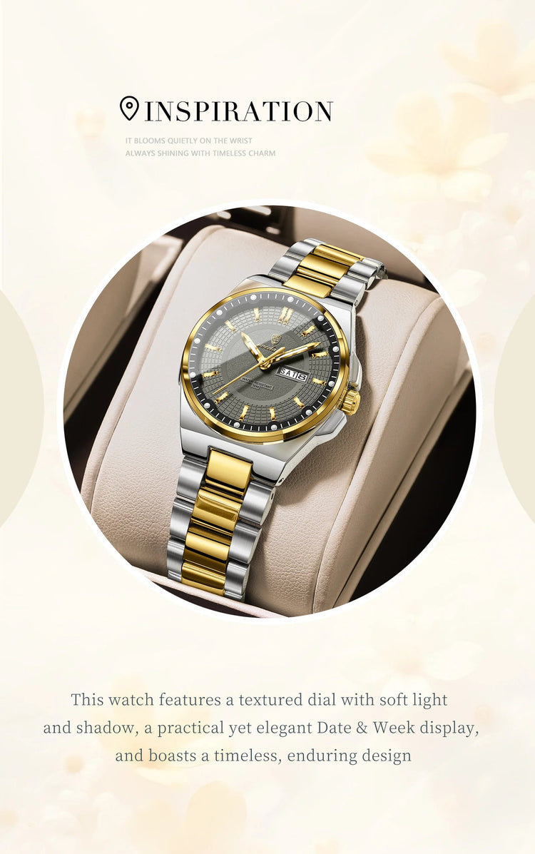 Orologio da Donna POEDAGAR Elegante con Data e Giorno della Settimana, Movimento al Quarzo, Acciaio Inossidabile, Luminoso e Impermeabile platinumshop