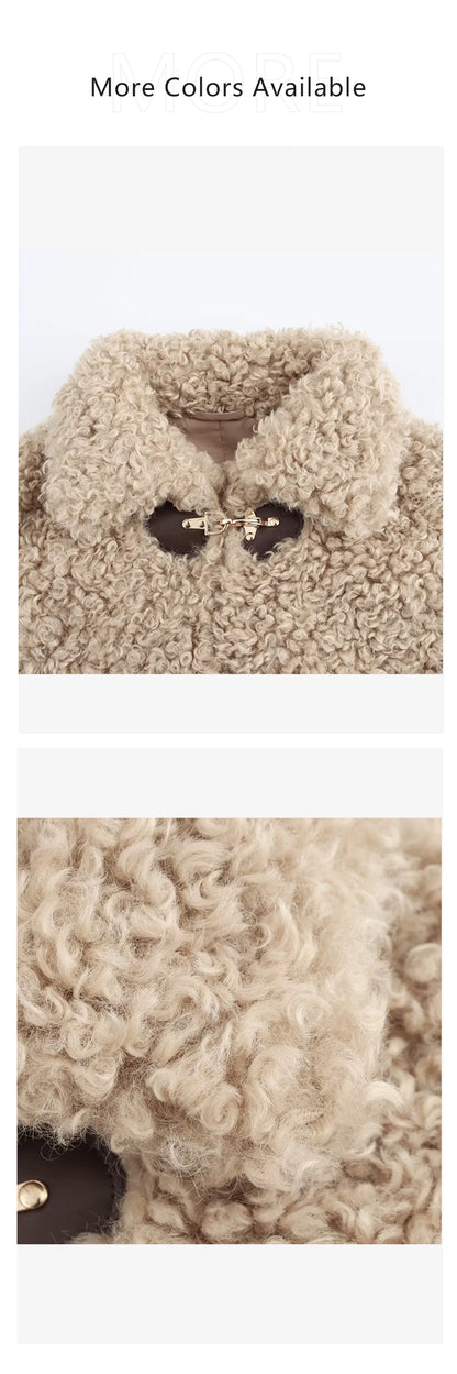 Women's Jacket Flip Collar Long Sleeve Versatile Rope Buckle Solid Color Winter New Style Coat