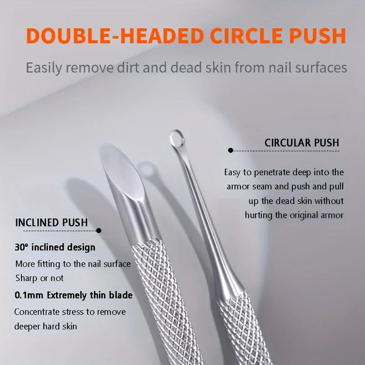 Stainless Steel Multi-Functional Dead Light Beige Remover & Cuticle Pusher Portable Nail Care Tool for Manicure Pedicure